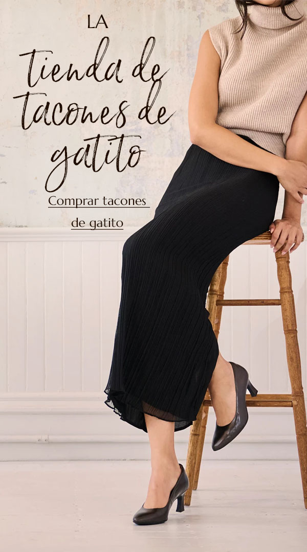 La Tienda de Tacones Gatito. Compra zapatos de tac&oacute;n bajo (kitten heels). Modelo destacado: zapato cerrado Samy con tac&oacute;n bajo, en color negro.